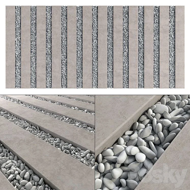 Paving long line plate pebble n1 / Paving long line plate with pebbles